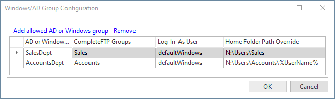 Configure Windows/AD group configuration